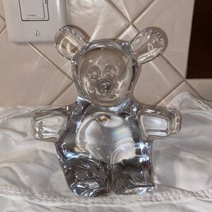 RARE vintage 1930’s 6.5” Daum Crystal heavy Bear paperweight Figurine signed